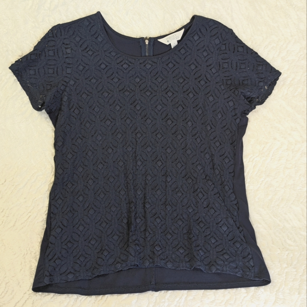 ❤️ Market & Spruce Hans Crochet Front Mixed Material Top Size Large from…